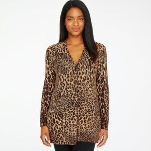 Soma Super Soft Longline Leopard Print Cardigan Sweater Size Medium